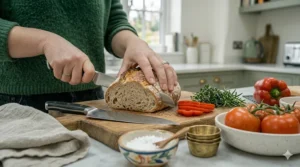 An affordable yet highly-rated stainless steel santoku knife displayed in modern kitchen packaging, representing the best value pick.