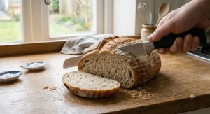 Best serrated bread knife creating smooth slices of soft crusty bread without squashing the crumb.