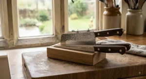 Essential British kitchen cutlery set featuring a top-rated vegetable cleaver and a premium serrated bread knife.